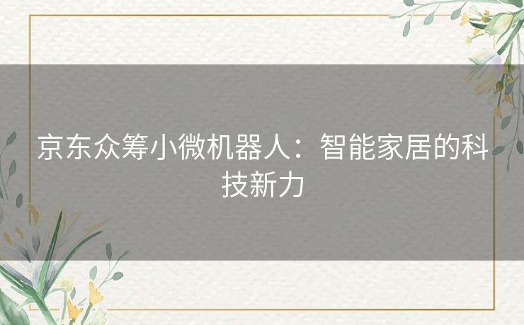 京东众筹小微机器人:智能家居的科技新力 京东众筹小微机器人:智能家居的科技新力