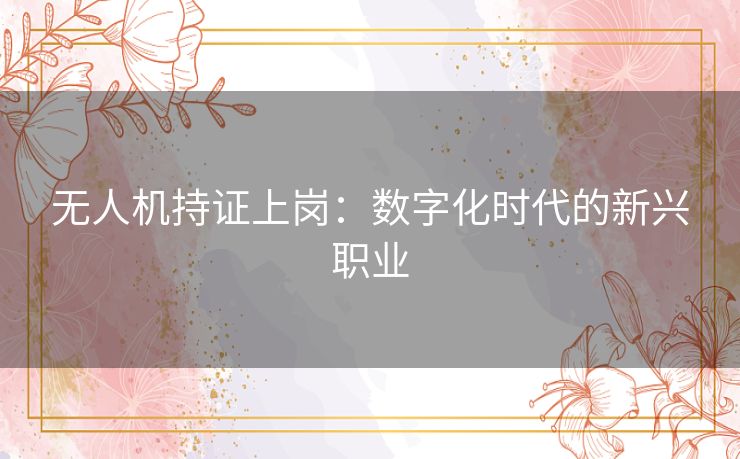 无人机持证上岗:数字化时代的新兴职业 无人机持证上岗:数字化时代的新兴职业
