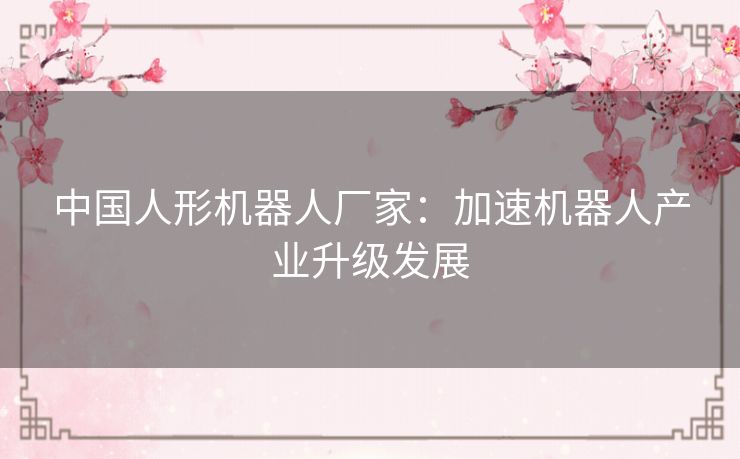 中国人形机器人厂家:加速机器人产业升级发展 中国人形机器人厂家:加速机器人产业升级发展