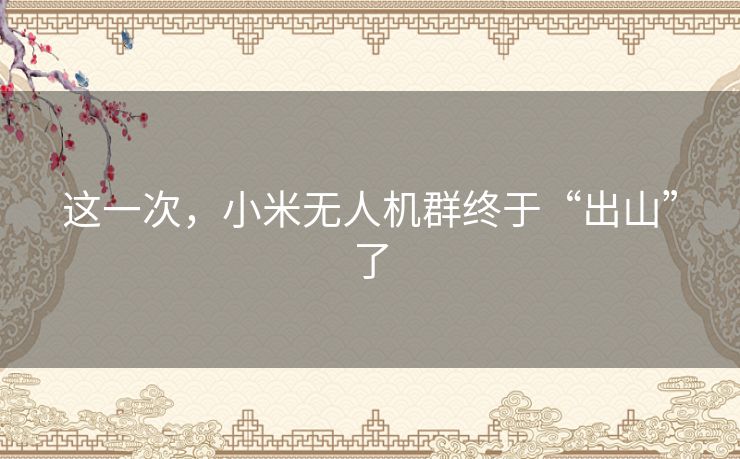 这一次,小米无人机群终于“出山”了 这一次,小米无人机群终于“出山”了
