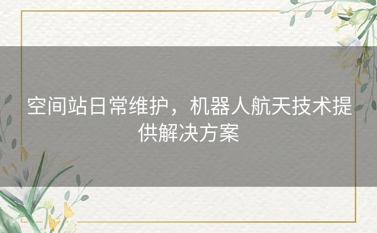 空间站日常维护,机器人航天技术提供解决方案 空间站日常维护,机器人航天技术提供解决方案
