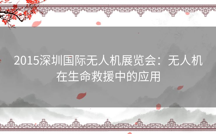 2015深圳国际无人机展览会：无人机在生命救援中的应用