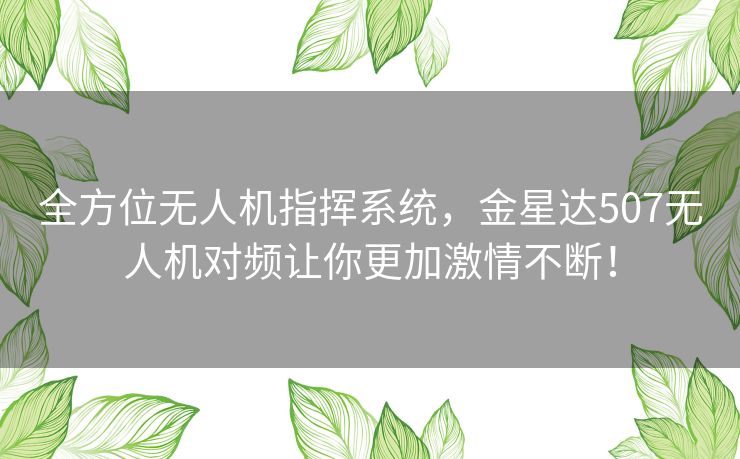 全方位无人机指挥系统,金星达507无人机对频让你更加激情不断! 全方位无人机指挥系统,金星达507无人机对频让你更加激情不断!