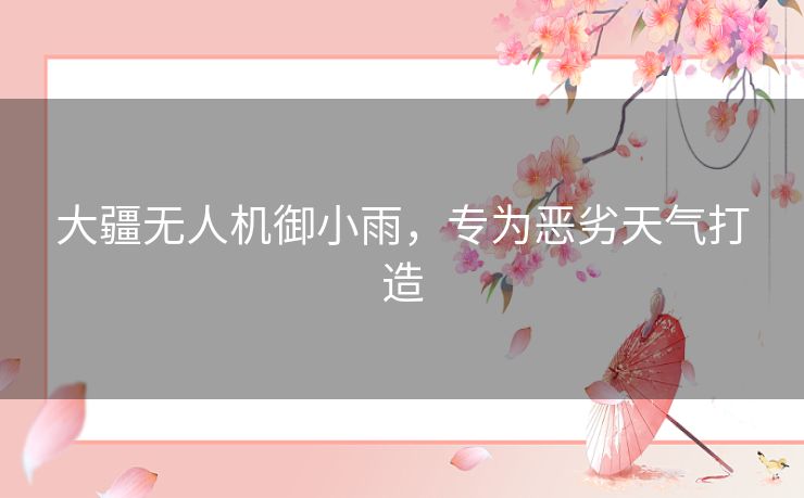 大疆无人机御小雨,专为恶劣天气打造 大疆无人机御小雨,专为恶劣天气打造