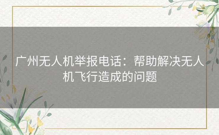 广州无人机举报电话:帮助解决无人机飞行造成的问题 广州无人机举报电话:帮助解决无人机飞行造成的问题