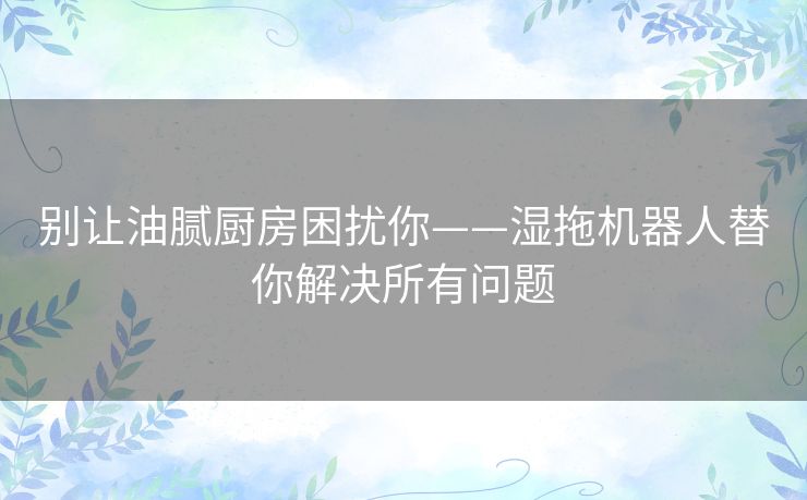 别让油腻厨房困扰你——湿拖机器人替你解决所有问题 别让油腻厨房困扰你——湿拖机器人替你解决所有问题