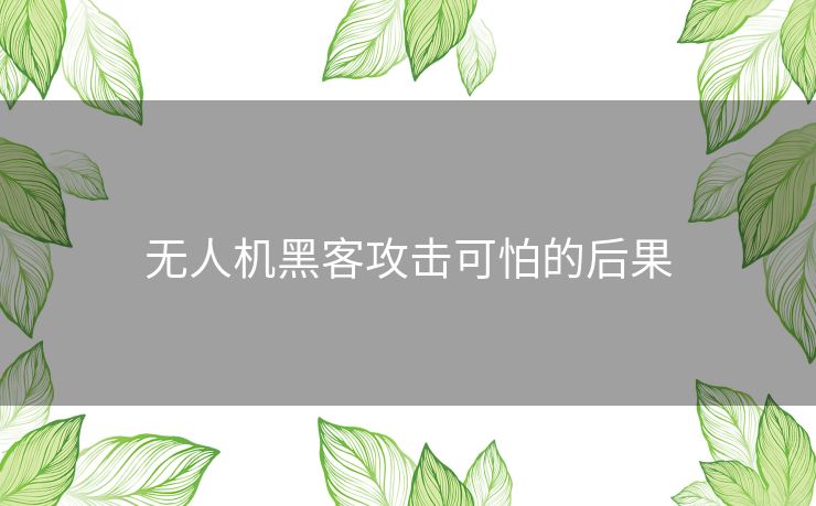 无人机黑客攻击可怕的后果 无人机黑客攻击可怕的后果