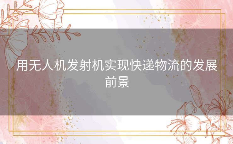 用无人机发射机实现快递物流的发展前景 用无人机发射机实现快递物流的发展前景