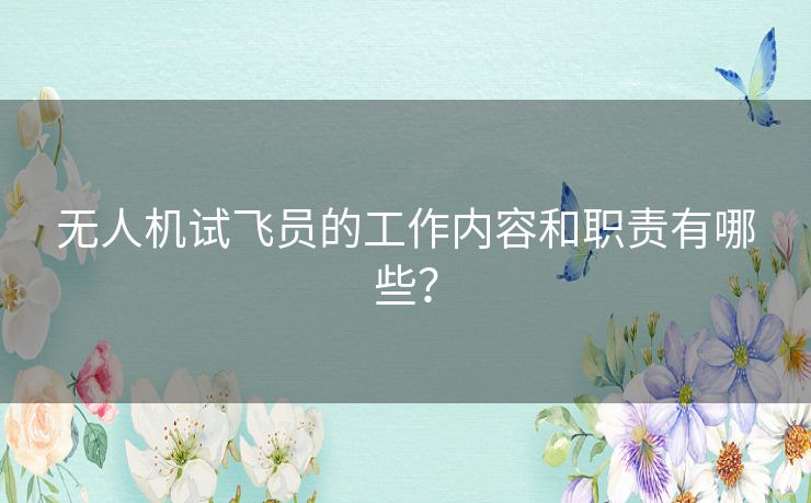 无人机试飞员的工作内容和职责有哪些? 无人机试飞员的工作内容和职责有哪些?