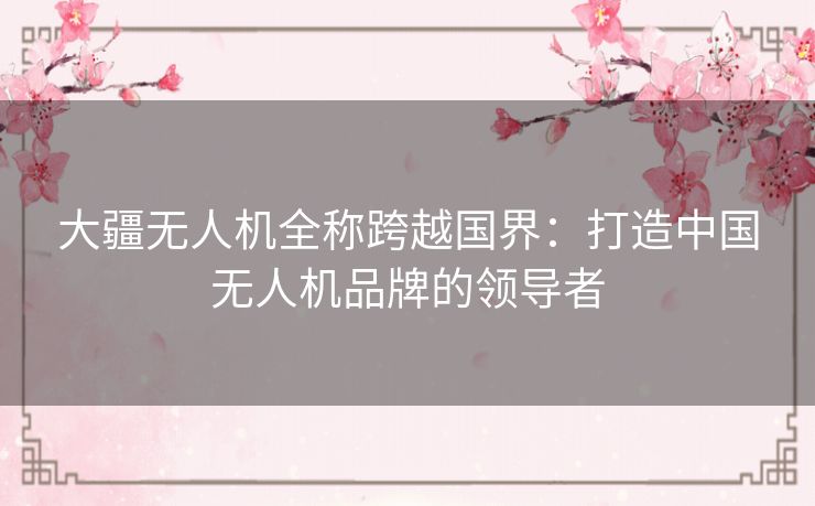 大疆无人机全称跨越国界:打造中国无人机品牌的领导者 大疆无人机全称跨越国界:打造中国无人机品牌的领导者