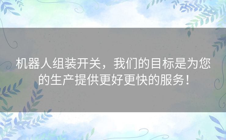 机器人组装开关,我们的目标是为您的生产提供更好更快的服务! 机器人组装开关,我们的目标是为您的生产提供更好更快的服务!