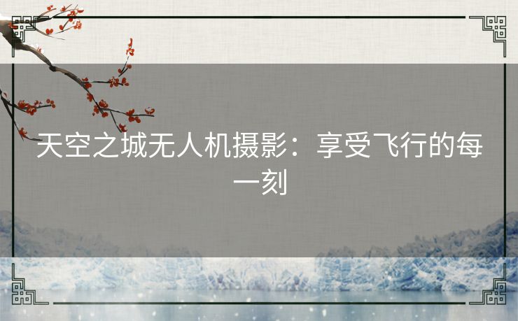 天空之城无人机摄影:享受飞行的每一刻 天空之城无人机摄影:享受飞行的每一刻