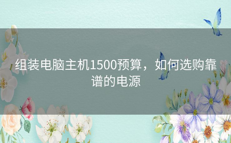 组装电脑主机1500预算,如何选购靠谱的电源 组装电脑主机1500预算,如何选购靠谱的电源