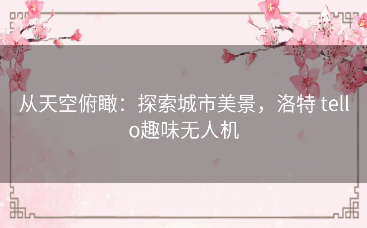 从天空俯瞰:探索城市美景,洛特 tello趣味无人机 从天空俯瞰:探索城市美景,洛特 tello趣味无人机