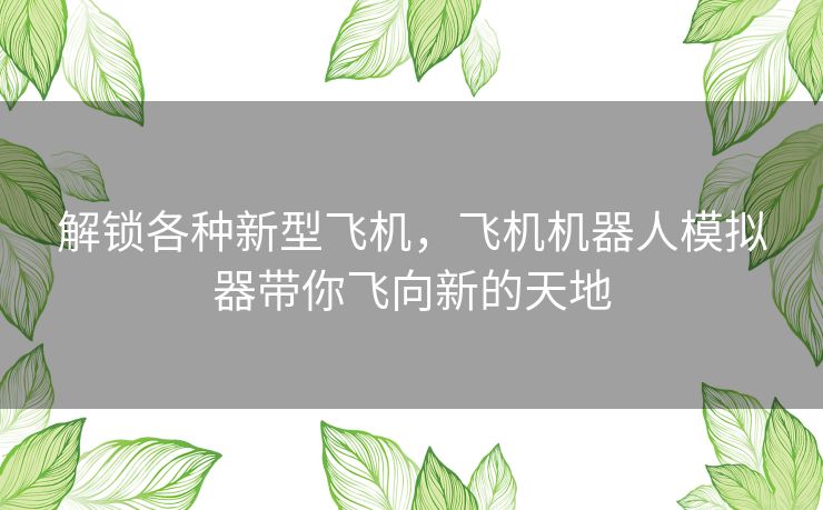 解锁各种新型飞机,飞机机器人模拟器带你飞向新的天地 解锁各种新型飞机,飞机机器人模拟器带你飞向新的天地