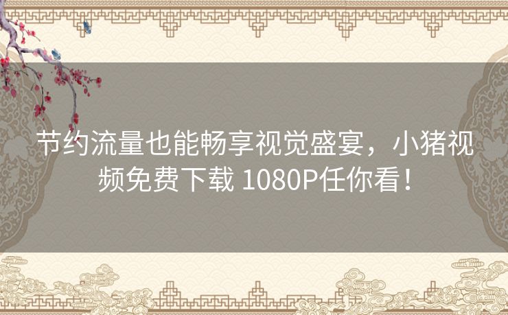 节约流量也能畅享视觉盛宴,小猪视频免费下载 1080P任你看! 节约流量也能畅享视觉盛宴,小猪视频免费下载 1080P任你看!