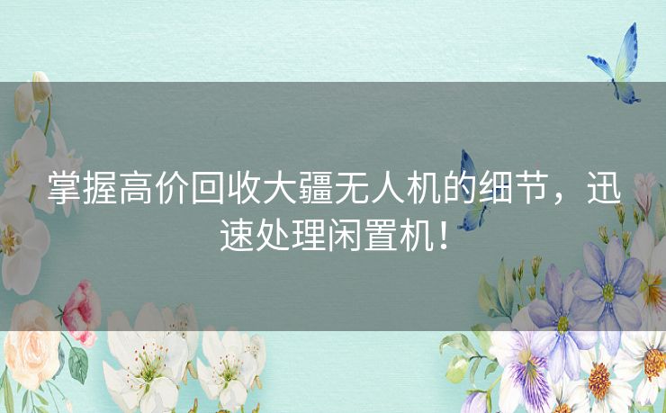 掌握高价回收大疆无人机的细节,迅速处理闲置机! 掌握高价回收大疆无人机的细节,迅速处理闲置机!