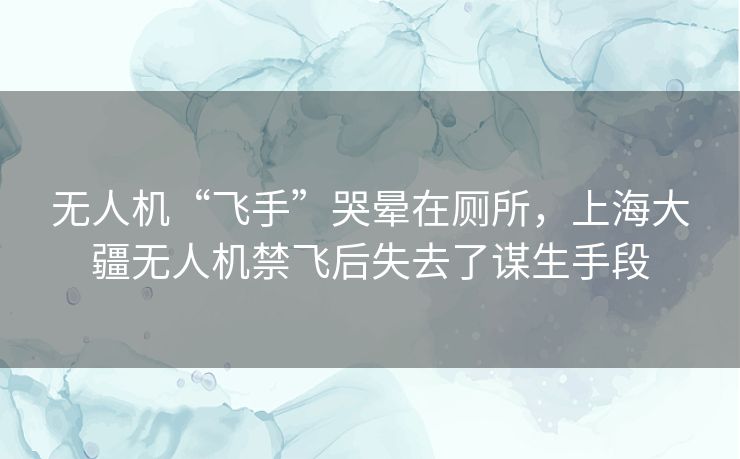 无人机“飞手”哭晕在厕所,上海大疆无人机禁飞后失去了谋生手段 无人机“飞手”哭晕在厕所,上海大疆无人机禁飞后失去了谋生手段