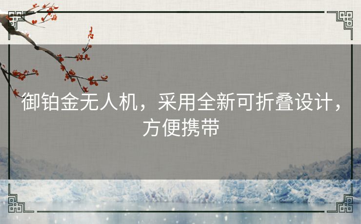 御铂金无人机,采用全新可折叠设计,方便携带 御铂金无人机,采用全新可折叠设计,方便携带