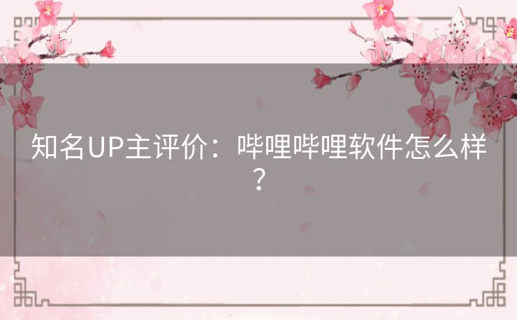 知名UP主评价:哔哩哔哩软件怎么样? 知名UP主评价:哔哩哔哩软件怎么样?
