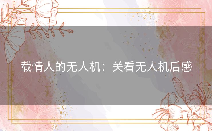 载情人的无人机:关看无人机后感 载情人的无人机:关看无人机后感