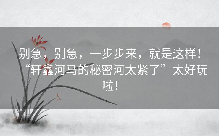 别急,别急,一步步来,就是这样!“轩鑫河马的秘密河太紧了”太好玩啦! 别急,别急,一步步来,就是这样!“轩鑫河马的秘密河太紧了”太好玩啦!