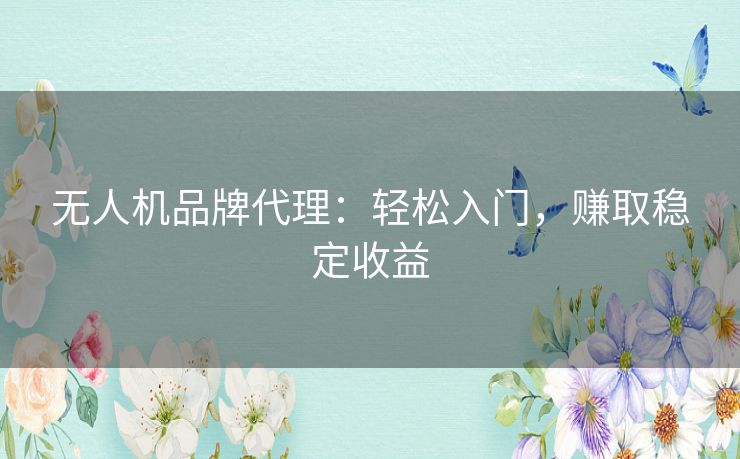 无人机品牌代理:轻松入门,赚取稳定收益 无人机品牌代理:轻松入门,赚取稳定收益