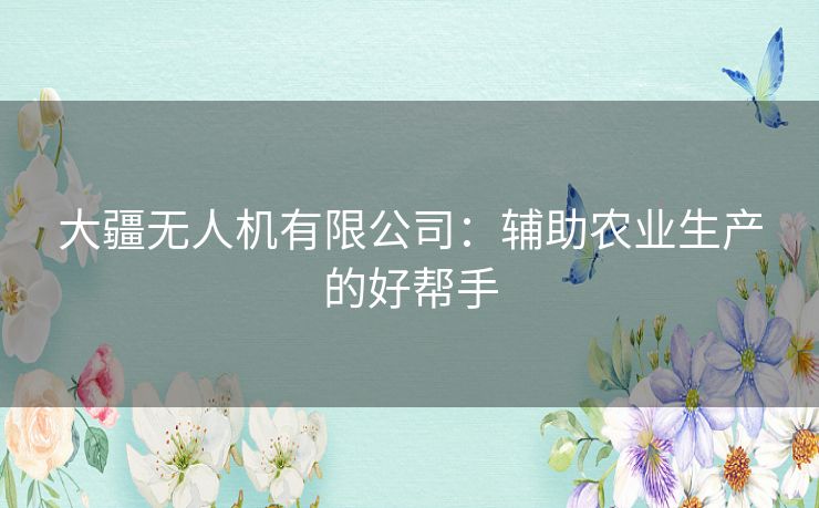 大疆无人机有限公司:辅助农业生产的好帮手 大疆无人机有限公司:辅助农业生产的好帮手