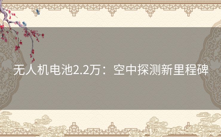 无人机电池2.2万:空中探测新里程碑 无人机电池2.2万:空中探测新里程碑