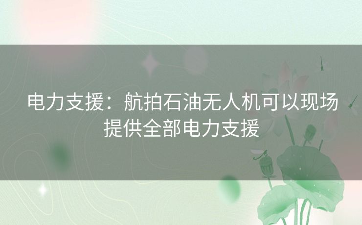 电力支援:航拍石油无人机可以现场提供全部电力支援 电力支援:航拍石油无人机可以现场提供全部电力支援