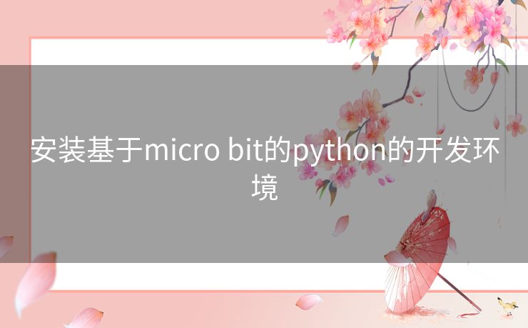 安装基于micro bit的python的开发环境 安装基于micro bit的python的开发环境