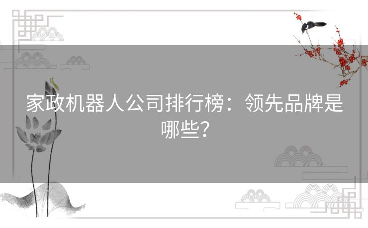 家政机器人公司排行榜:领先品牌是哪些? 家政机器人公司排行榜:领先品牌是哪些?
