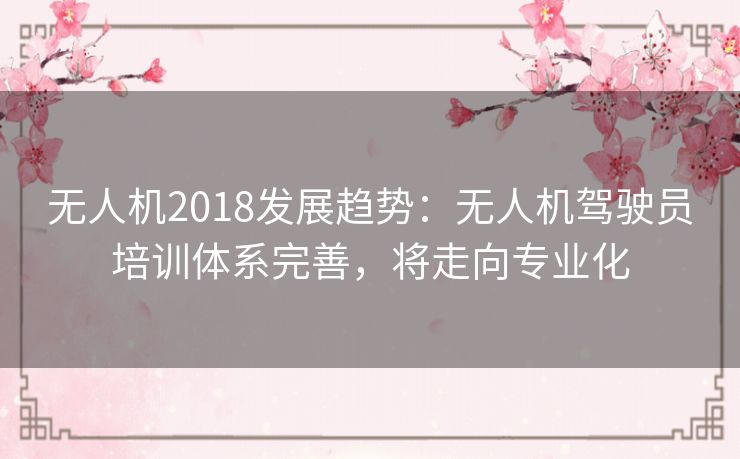 无人机2018发展趋势:无人机驾驶员培训体系完善,将走向专业化 无人机2018发展趋势:无人机驾驶员培训体系完善,将走向专业化