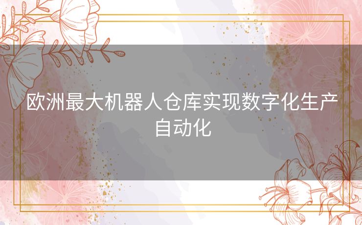 欧洲最大机器人仓库实现数字化生产自动化