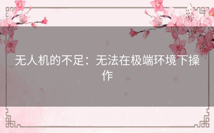 无人机的不足:无法在极端环境下操作 无人机的不足:无法在极端环境下操作