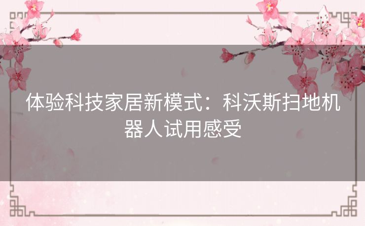 体验科技家居新模式:科沃斯扫地机器人试用感受 体验科技家居新模式:科沃斯扫地机器人试用感受