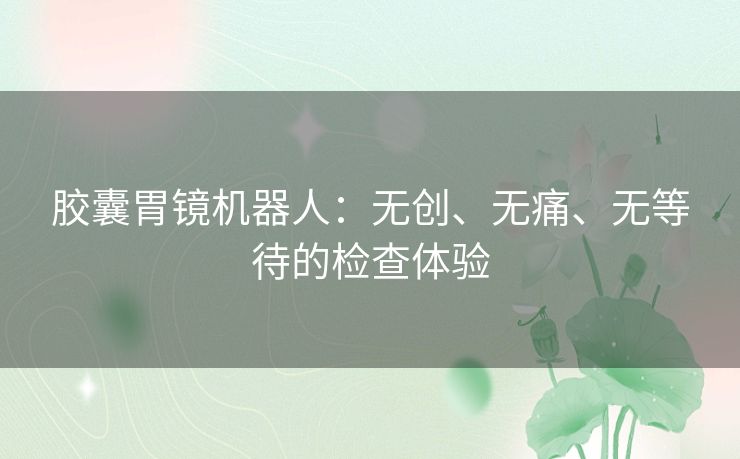 胶囊胃镜机器人:无创、无痛、无等待的检查体验 胶囊胃镜机器人:无创、无痛、无等待的检查体验