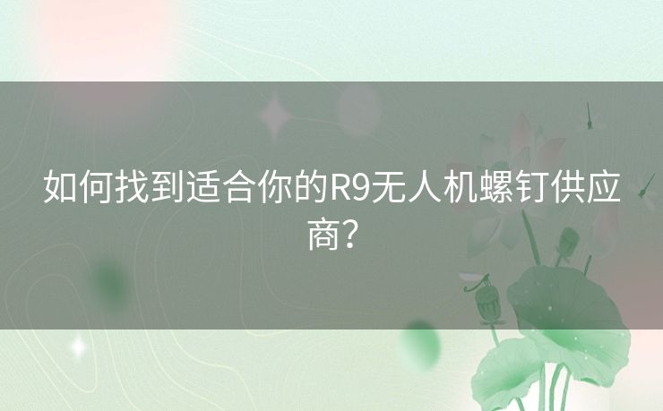 如何找到适合你的R9无人机螺钉供应商? 如何找到适合你的R9无人机螺钉供应商?