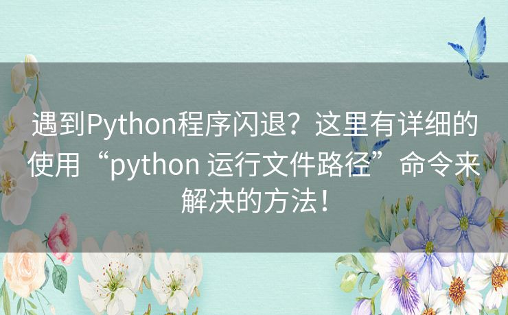 遇到Python程序闪退?这里有详细的使用“python 运行文件路径”命令来解决的方法! 遇到Python程序闪退?这里有详细的使用“python 运行文件路径”命令来解决的方法!
