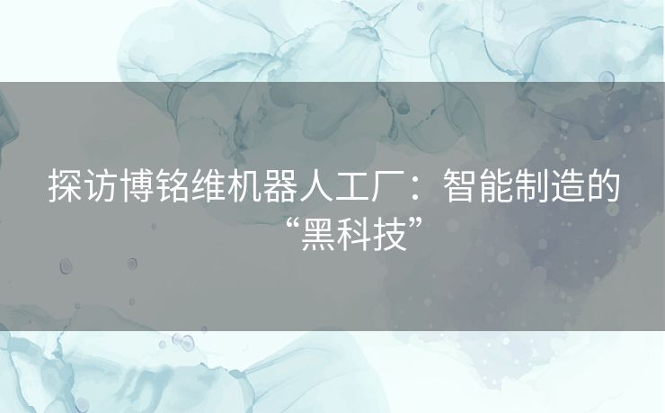 探访博铭维机器人工厂:智能制造的“黑科技” 探访博铭维机器人工厂:智能制造的“黑科技”