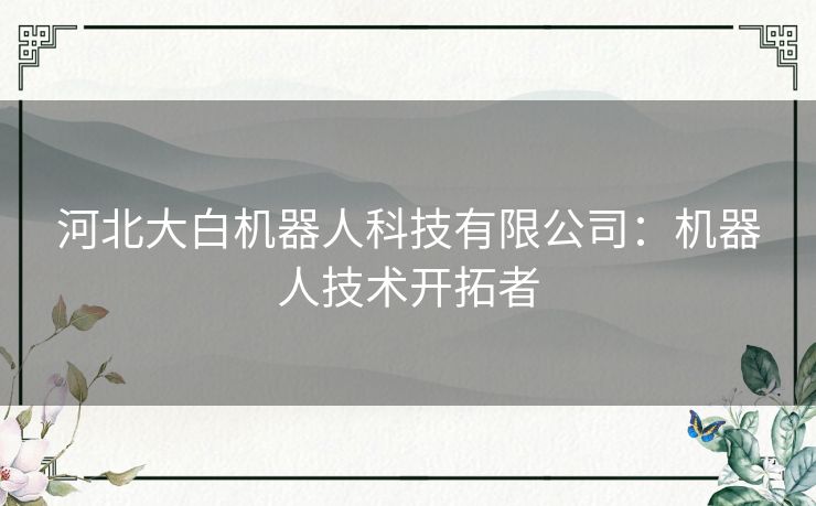 河北大白机器人科技有限公司：机器人技术开拓者
