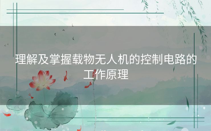 理解及掌握载物无人机的控制电路的工作原理