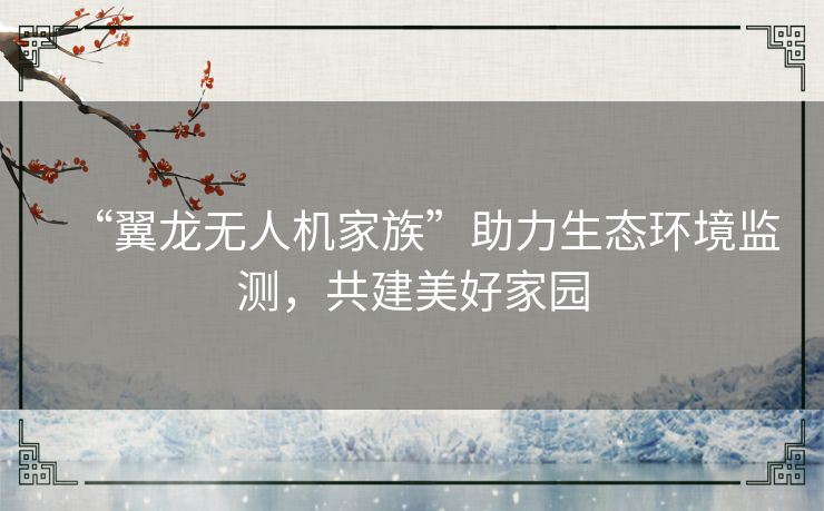 “翼龙无人机家族”助力生态环境监测，共建美好家园