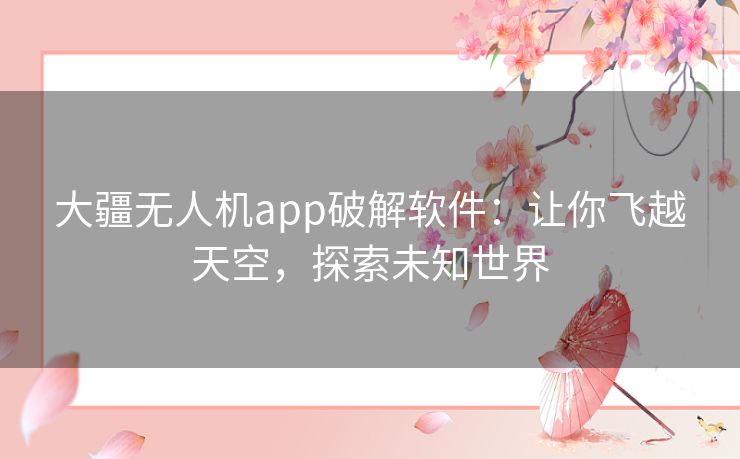 大疆无人机app破解软件:让你飞越天空,探索未知世界 大疆无人机app破解软件:让你飞越天空,探索未知世界