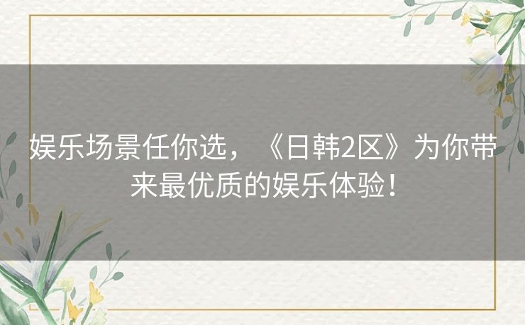 娱乐场景任你选,《日韩2区》为你带来最优质的娱乐体验! 娱乐场景任你选,《日韩2区》为你带来最优质的娱乐体验!