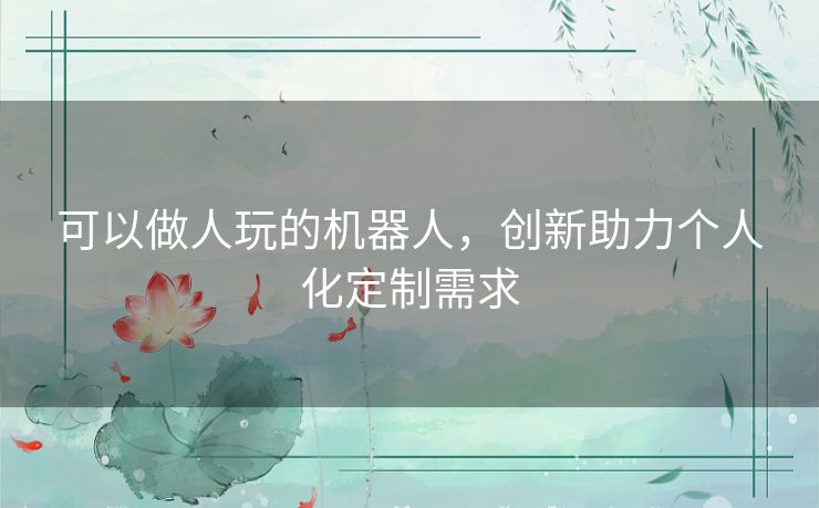 可以做人玩的机器人,创新助力个人化定制需求 可以做人玩的机器人,创新助力个人化定制需求
