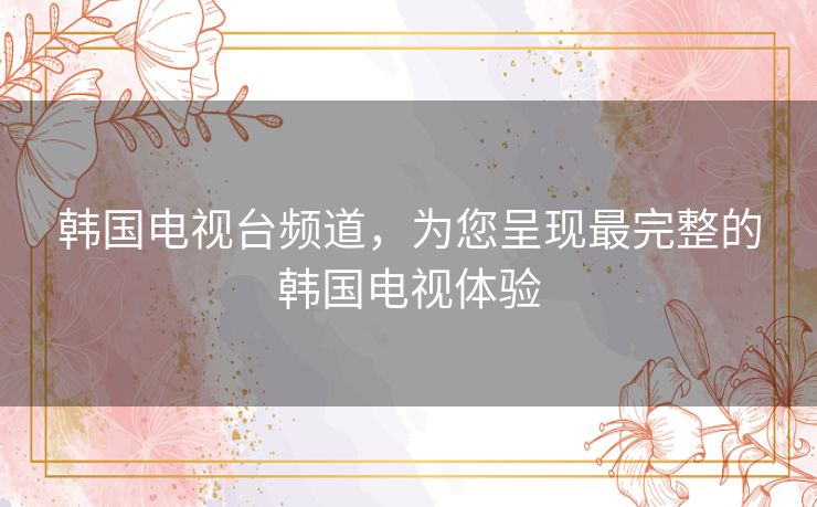 韩国电视台频道,为您呈现最完整的韩国电视体验 韩国电视台频道,为您呈现最完整的韩国电视体验
