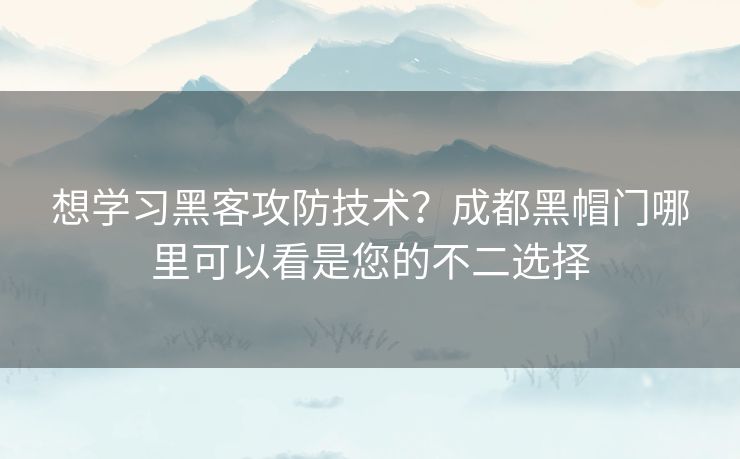 想学习黑客攻防技术？成都黑帽门哪里可以看是您的不二选择