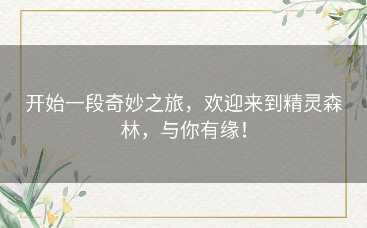 开始一段奇妙之旅，欢迎来到精灵森林，与你有缘！