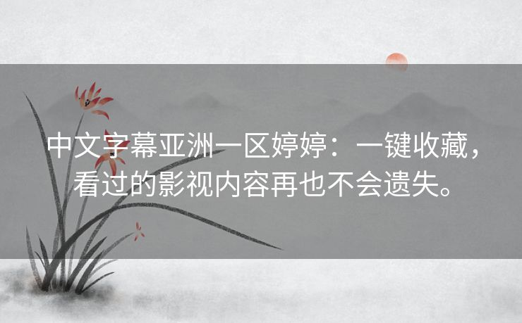 中文字幕亚洲一区婷婷：一键收藏，看过的影视内容再也不会遗失。